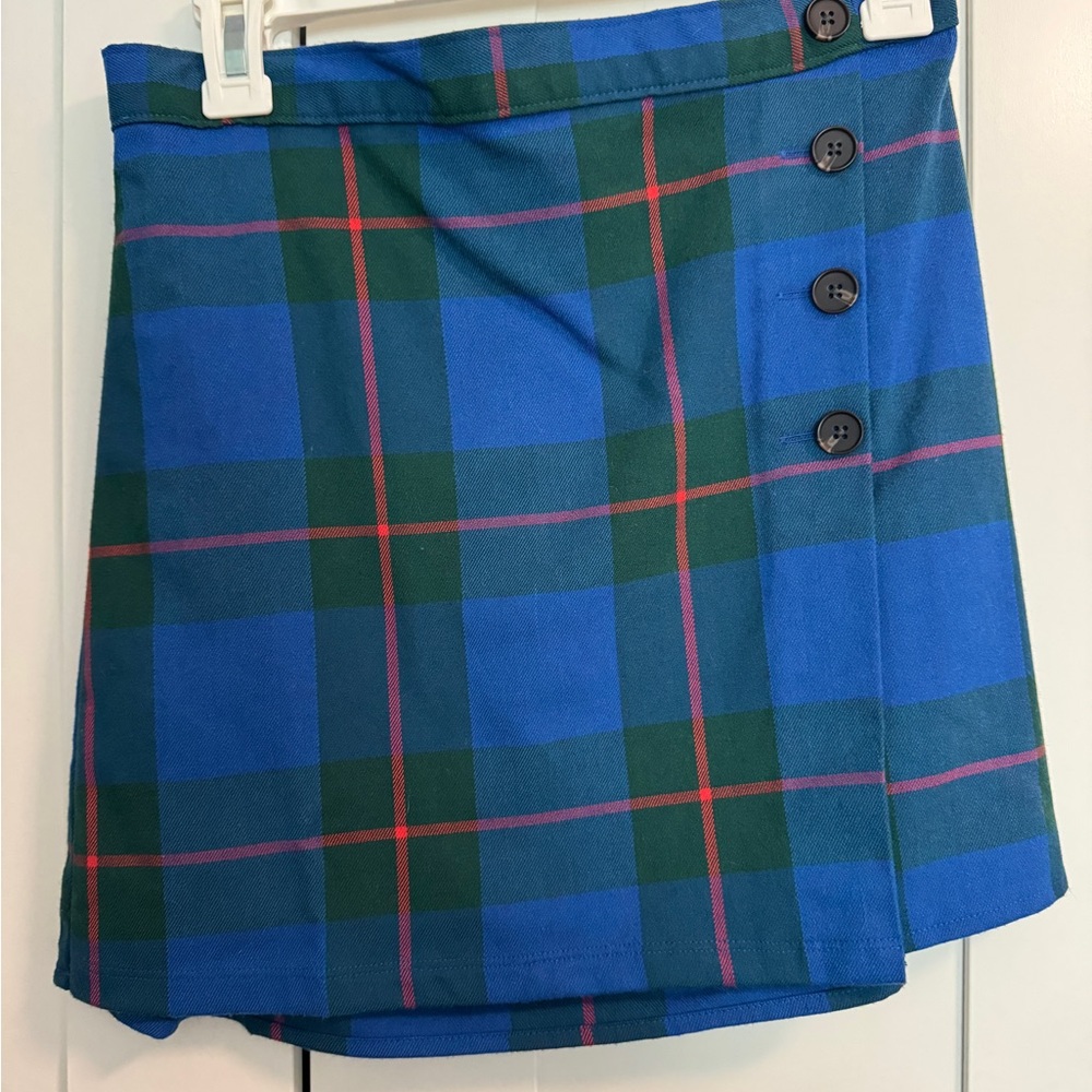 SO Blue and Green wrap style mini Skirt